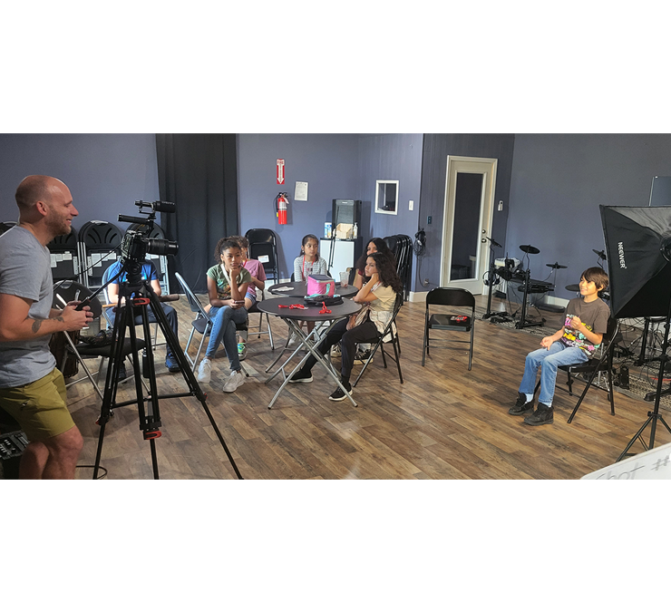 students acting while being filmed