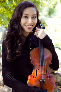 instructor Susana Espinosa holding violin